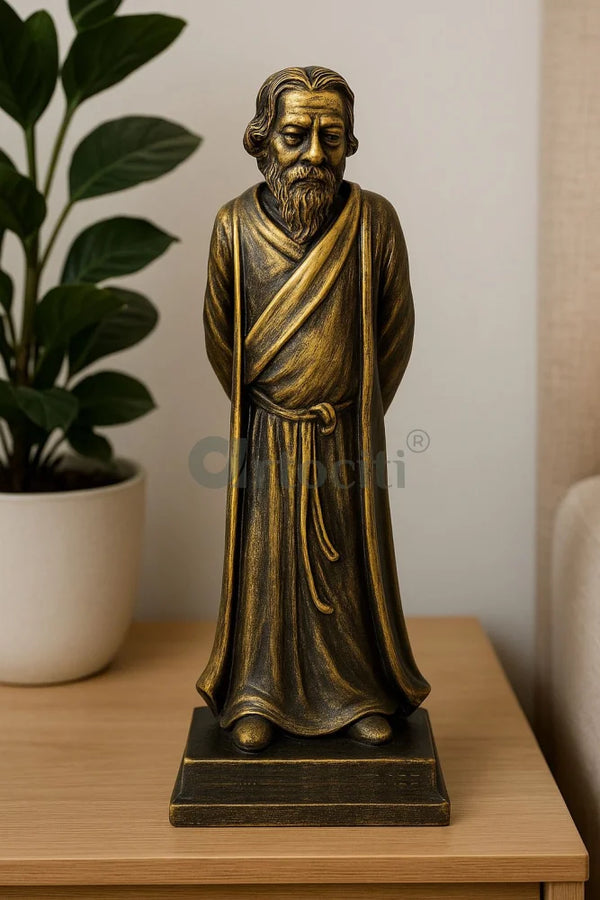 11.5X4.5 Feet Rabindranath Tagore Tabletop 3D Relief Sculpture 11.5X4.5 / Bronze