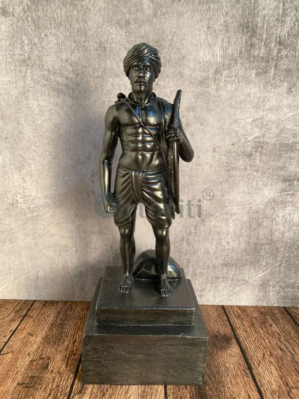 11X4 Inch Birsa Munda Warrior Sculpture Statue | Table Display 11X4 Inch / Graphite