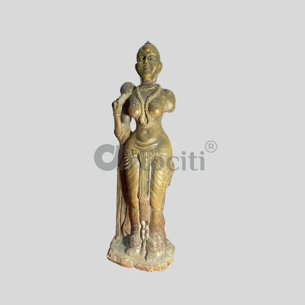 15.5X5 Inches DidarGanj Yakshi Heritage Replicas 3d Sculpture Minatare Table Decor 15.5X5 Inch / Shiny Sandstone