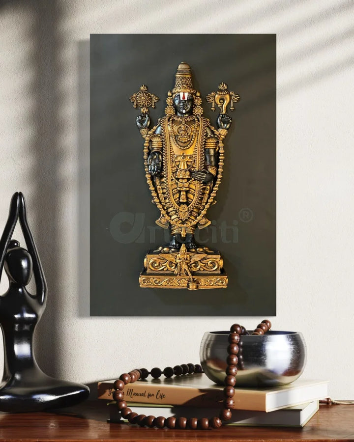 18X12 Inch Tirupati Balaji 3D Relief Mural Wall Hanging in size 18X12 Inches