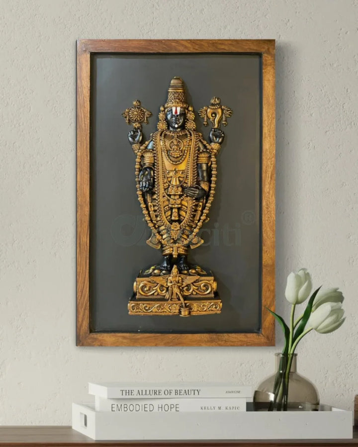 18X12 Inch Tirupati Balaji 3D Relief Mural Wall Hanging in size 18X12 Inches