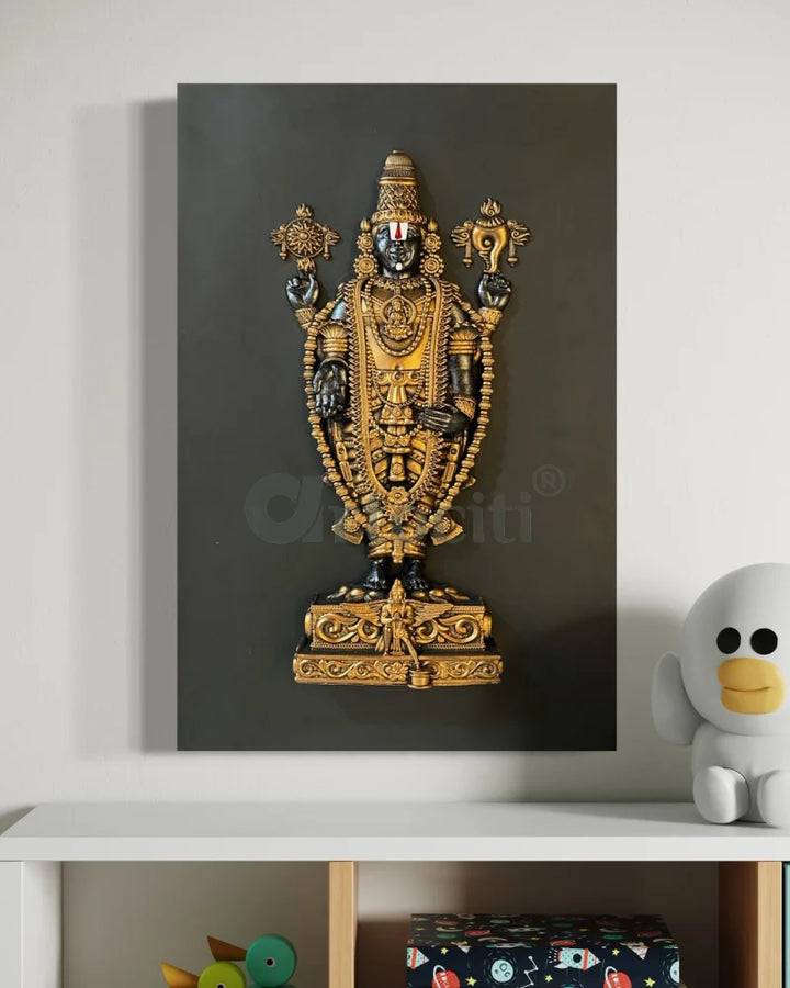 18X12 Inch Tirupati Balaji 3D Relief Mural Wall Hanging in size 18X12 Inches