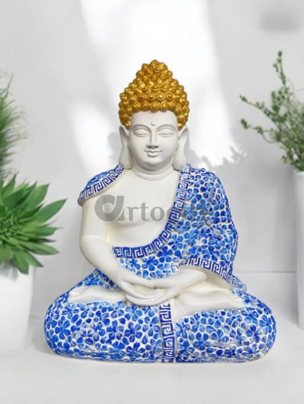2 feet Meditating Floral Design Buddha 3D Sculpture