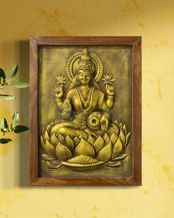 20X15 Inches Goddess Laxmi 3D Wall Hanging Relief Mural Goddess Laxmi