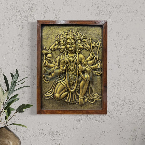 20X15 Inches Panchmukhi Hanuman 3D Relief Mural Wall Art