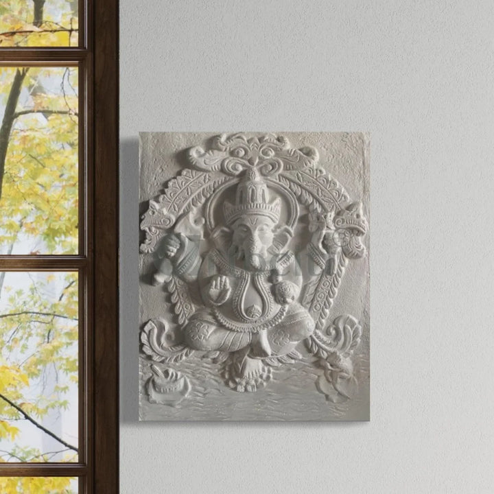 20x16 Inches Lord Ganesha 3D Wall Hanging Relief Mural Ganesha Wall Decor