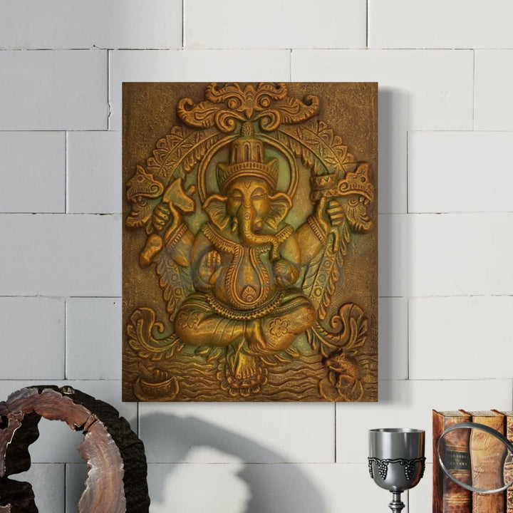 20x16 Inches Lord Ganesha 3D Wall Hanging Relief Mural Ganesha Wall Decor