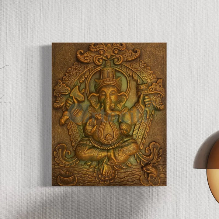 20x16 Inches Lord Ganesha 3D Wall Hanging Relief Mural Ganesha Wall Decor
