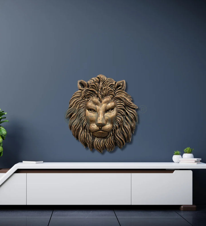 (22 Inches) Lion Face 3D Relief Mural Wall Art