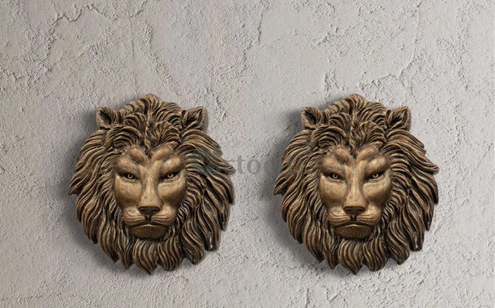 (22 Inches) Lion Face 3D Relief Mural Wall Art
