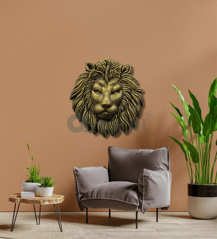 (22 Inches) Lion Face 3D Relief Mural Wall Art