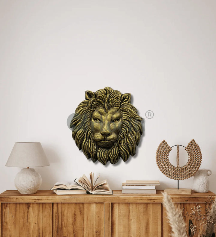 (22 Inches) Lion Face 3D Relief Mural Wall Art