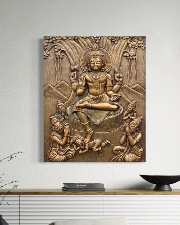 24x20 Inches Dakshinamurthy 3D Relief Mural 24X20 Inch / Unframed / Bronze