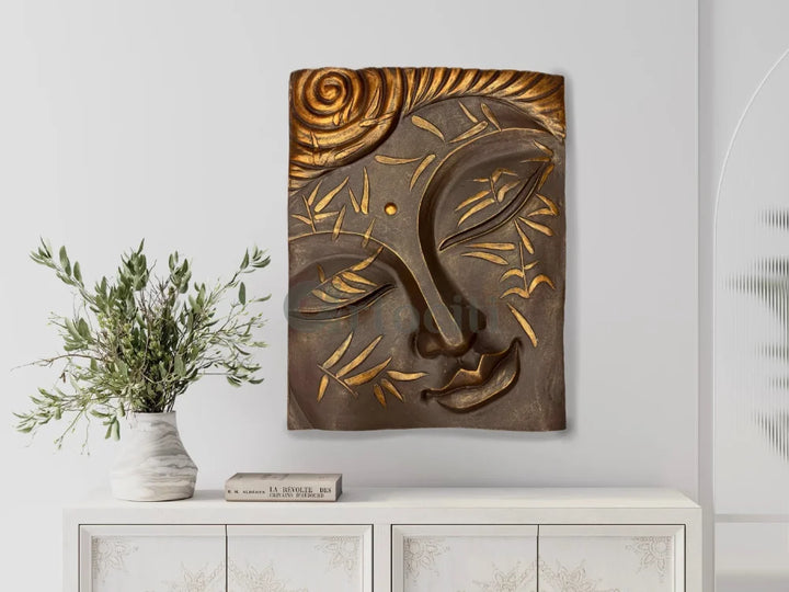 2x2.5 Feet 3D Buddha Face Relief Mural Wall Art BRONZE / 2X2.5 FEET Buddha Wall Decor