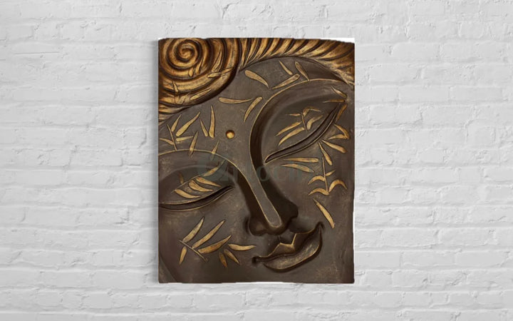 2x2.5 Feet 3D Buddha Face Relief Mural Wall Art BRONZE / 2X2.5 FEET Buddha Wall Decor