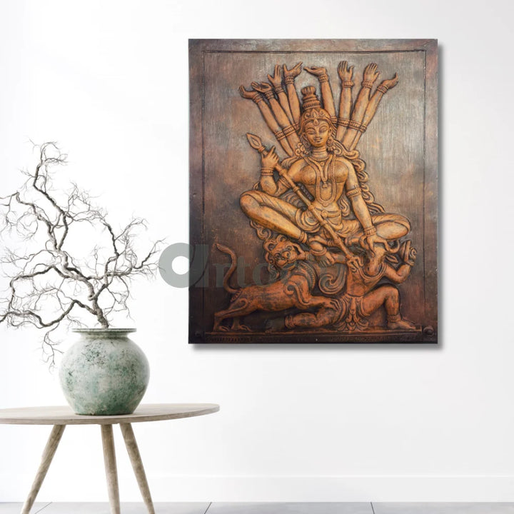 2X2.5 Feet Maa Durga 3D Relief Mural Wall Art