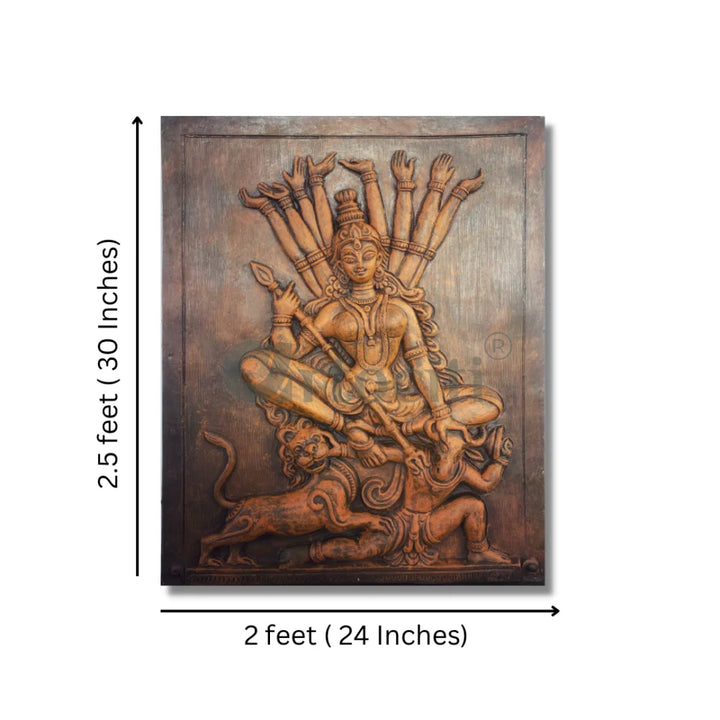 2X2.5 Feet Maa Durga 3D Relief Mural Wall Art