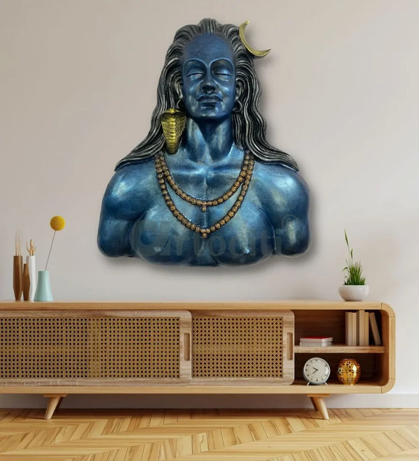 3 feet Adiyogi (Lord Shiva) 3D Relief Mural Wall Art Lord Shiva Wall Decor