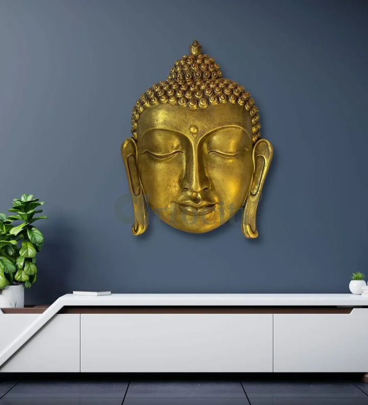 3 feet Buddha Face Wall Hanging Golden Buddha Wall Decor