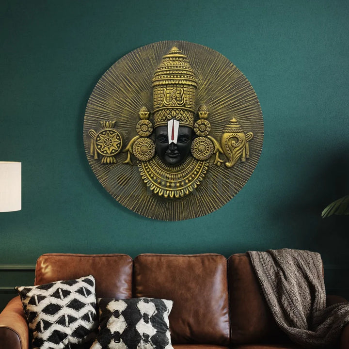 31X31 Inch Tirupati Balaji 3D Relief Mural Wall Hanging Spiritual Wall Art