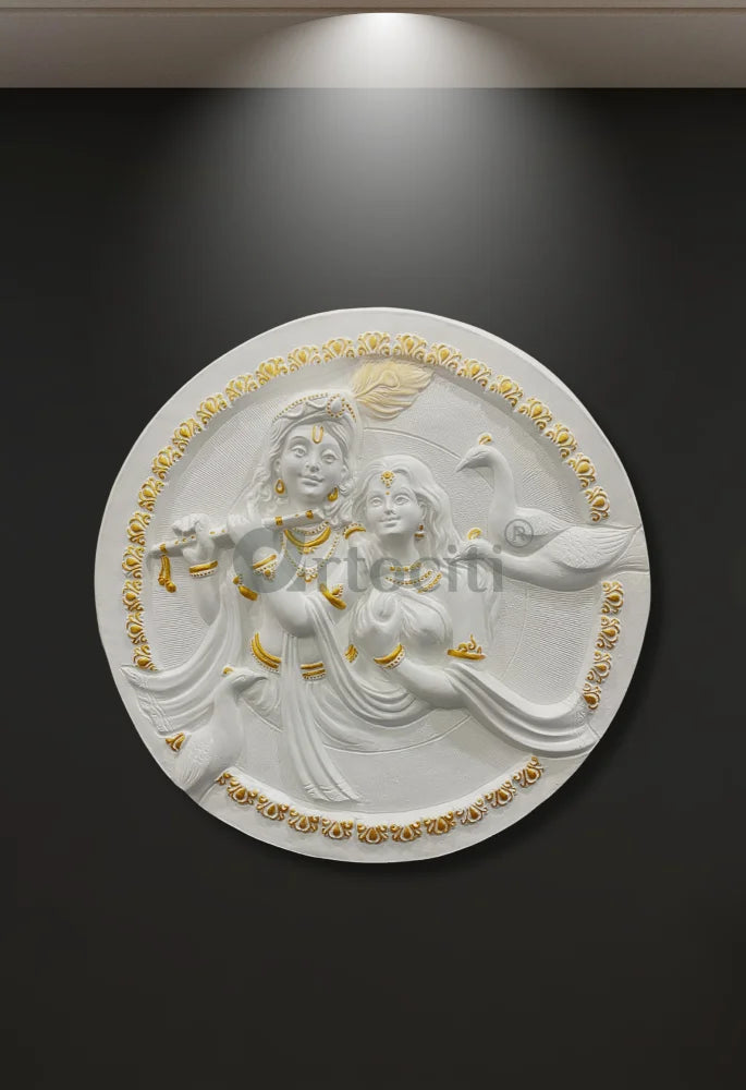 31x31 Inches Round Radha Krishna 3D Relief Mural Wall Art radha krishna