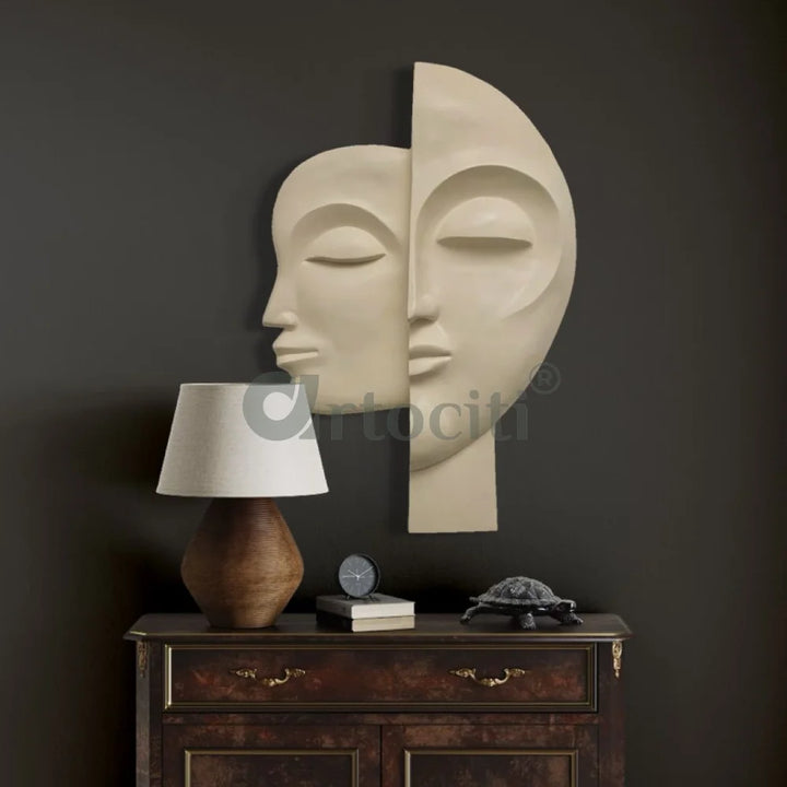 34X22 Inch Dual Face Abstract Relief Mural Wall Art - Ready-to-Hang | Contemporary Wall Art