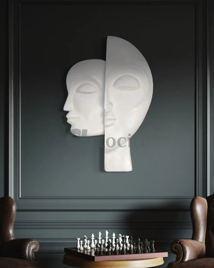34X22 Inch Dual Face Abstract Relief Mural Wall Art - Ready-to-Hang | Contemporary Wall Art