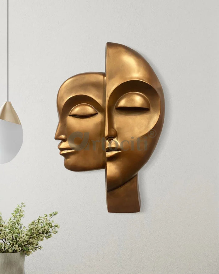 34X22 Inch Dual Face Abstract Relief Mural Wall Art - Ready-to-Hang | Contemporary Wall Art 34X22 Inch / Brown