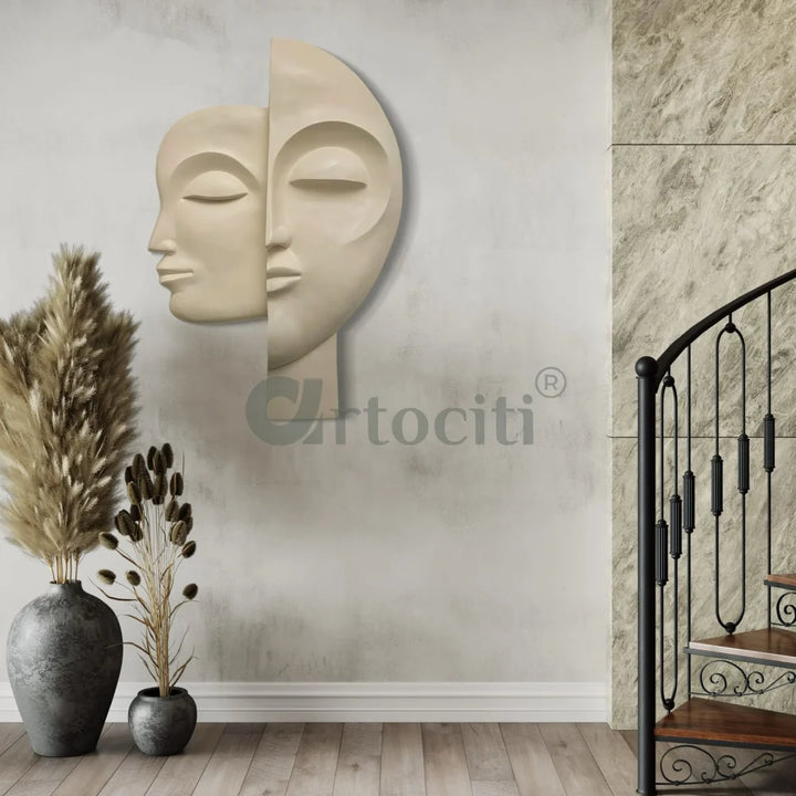 34X22 Inch Dual Face Abstract Relief Mural Wall Art - Ready-to-Hang | Contemporary Wall Art