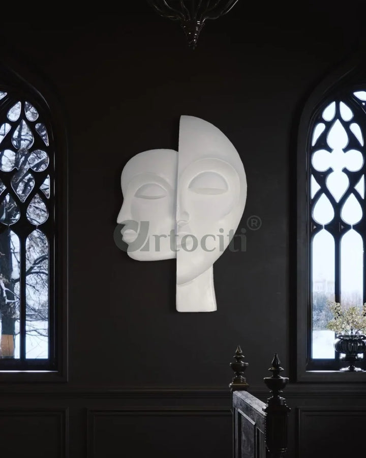 34X22 Inch Dual Face Abstract Relief Mural Wall Art - Ready-to-Hang | Contemporary Wall Art