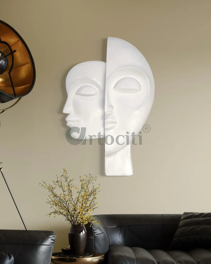 34X22 Inch Dual Face Abstract Relief Mural Wall Art - Ready-to-Hang | Contemporary Wall Art