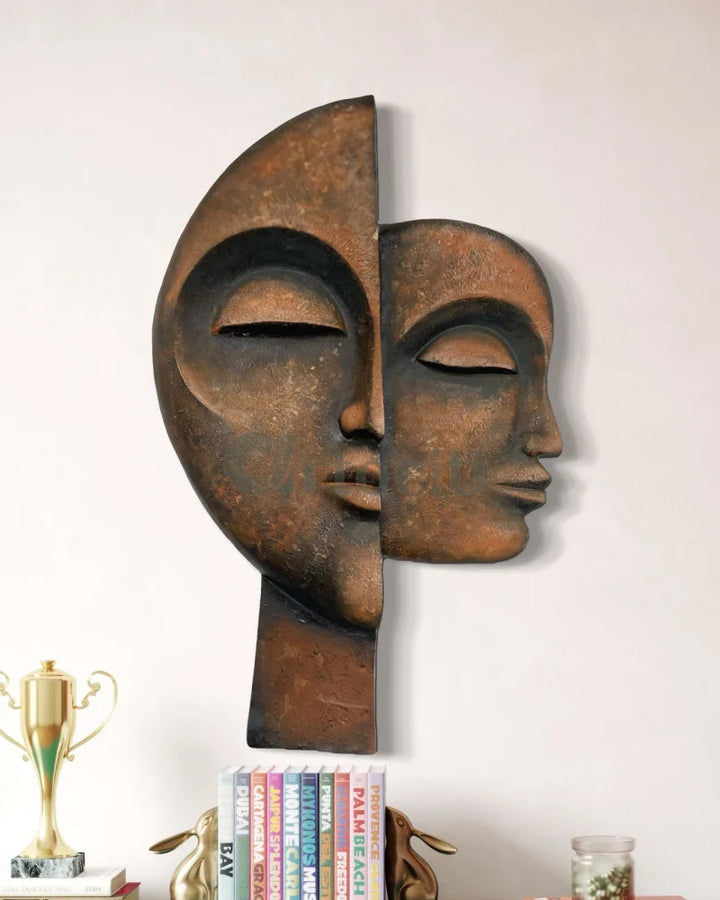 34X22 Inch Dual Face Abstract Relief Mural Wall Art - Ready-to-Hang | Contemporary Wall Art