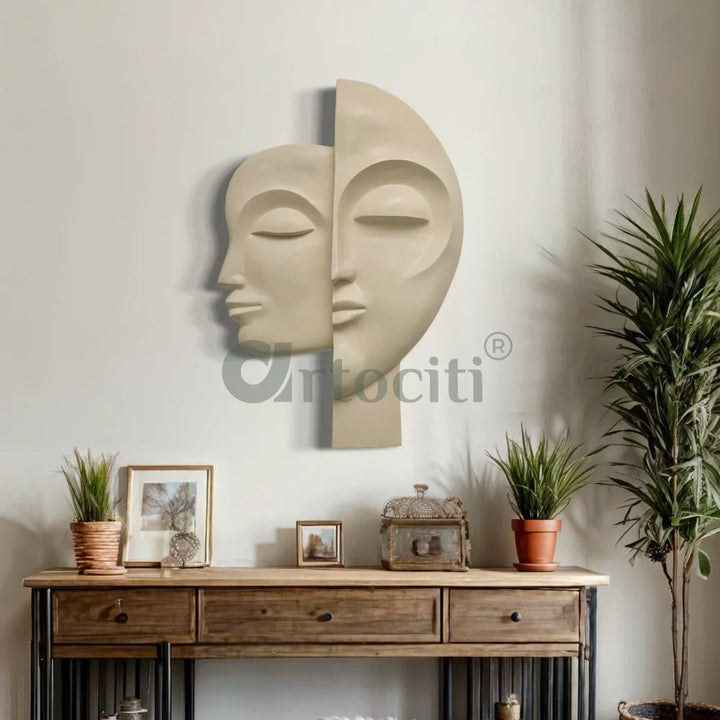 34X22 Inch Dual Face Abstract Relief Mural Wall Art - Ready-to-Hang | Contemporary Wall Art