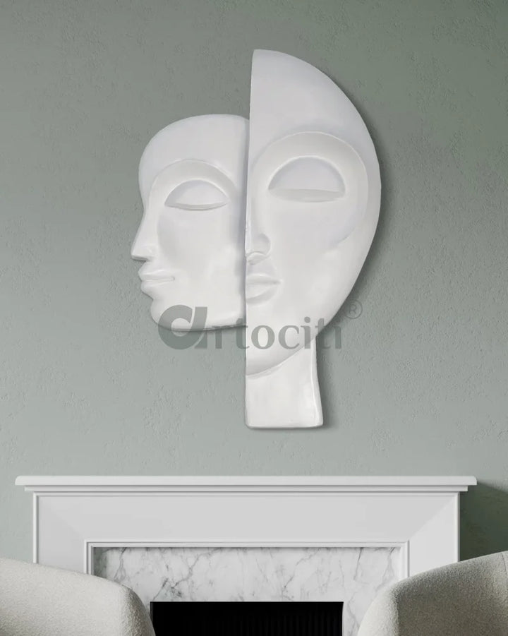 34X22 Inch Dual Face Abstract Relief Mural Wall Art - Ready-to-Hang | Contemporary Wall Art