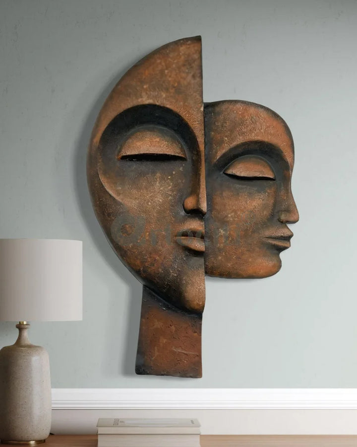 34X22 Inch Dual Face Abstract Relief Mural Wall Art - Ready-to-Hang | Contemporary Wall Art