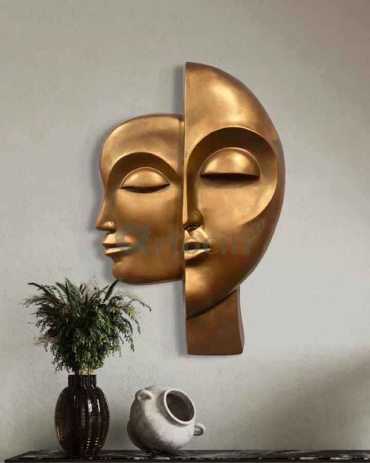 34X22 Inch Dual Face Abstract Relief Mural Wall Art - Ready-to-Hang | Contemporary Wall Art