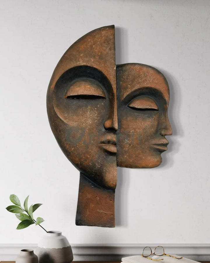 34X22 Inch Dual Face Abstract Relief Mural Wall Art - Ready-to-Hang | Contemporary Wall Art 34X22 Inch / Multicolor