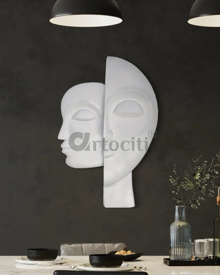 34X22 Inch Dual Face Abstract Relief Mural Wall Art - Ready-to-Hang | Contemporary Wall Art 34X22 Inch / White