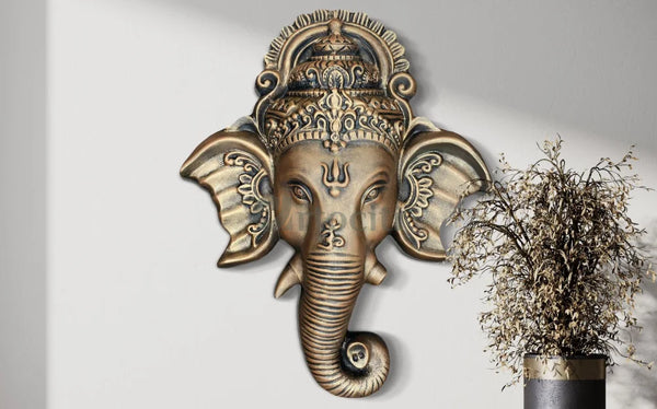 3x2.5 Ft Ganesha Face 3D Relief Mural Wall Art