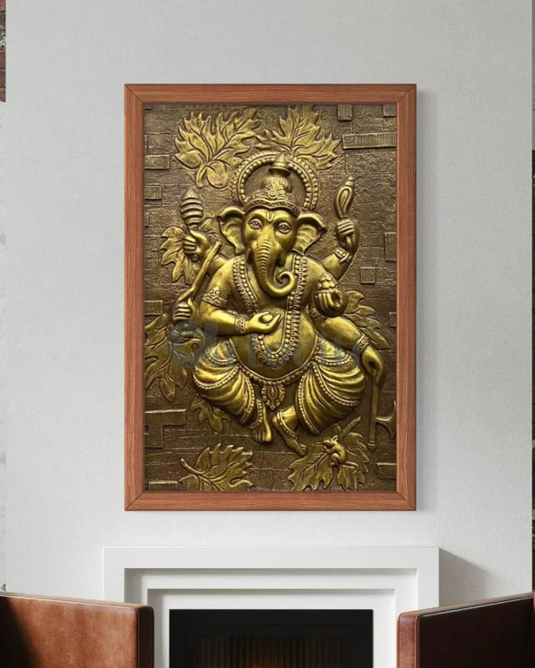 3x2 Feet Dancing Ganesha 3D Relief Mural Wall Art Ganesha Wall Decor