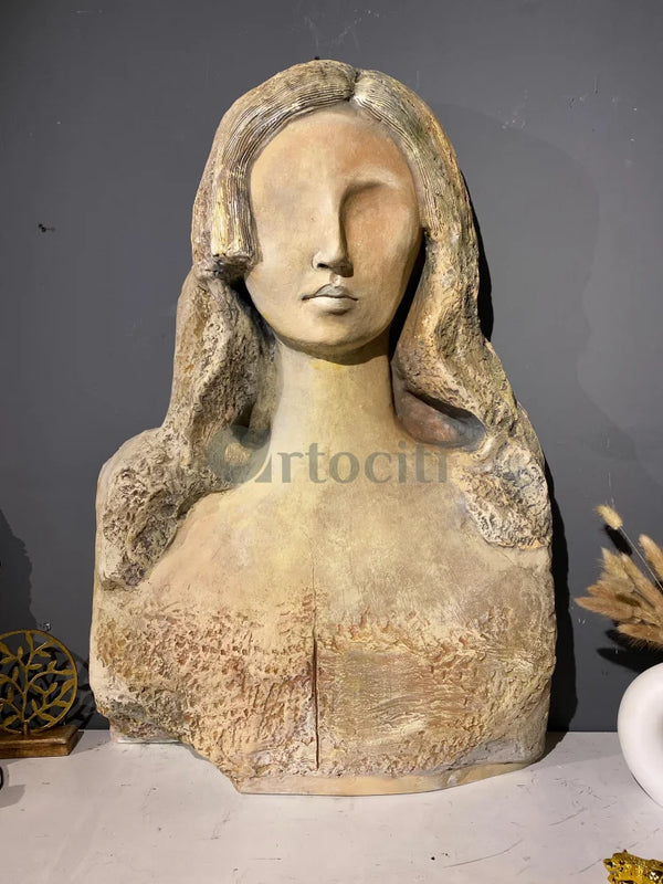 3X2 Feet Faceless Lady Contemporary Sculpture Art | Table Decor 3X2 Feet / SandStone Finish