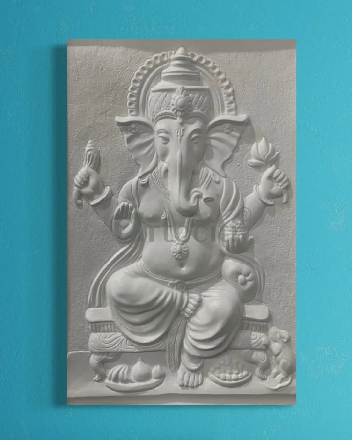 3x2 feet Sitting Ganesha 3D Relief Mural Wall Art Ganesha Wall Decor