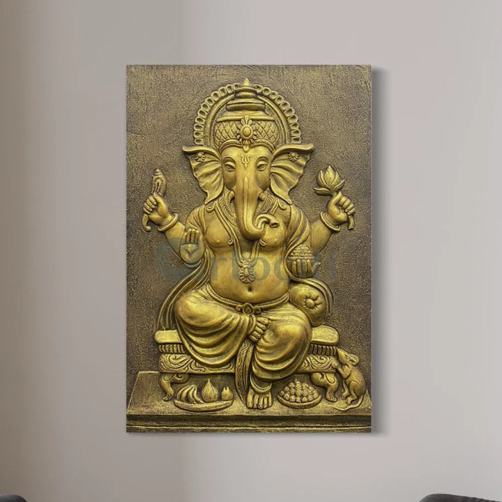 3x2 feet Sitting Ganesha 3D Relief Mural Wall Art Ganesha Wall Decor
