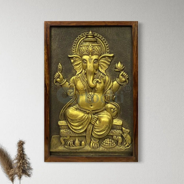 3x2 feet Sitting Ganesha 3D Relief Mural Wall Art Ganesha Wall Decor