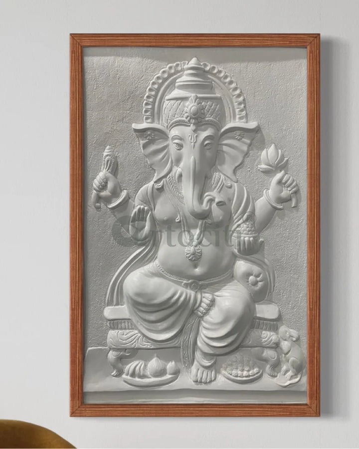3x2 feet Sitting Ganesha 3D Relief Mural Wall Art Ganesha Wall Decor