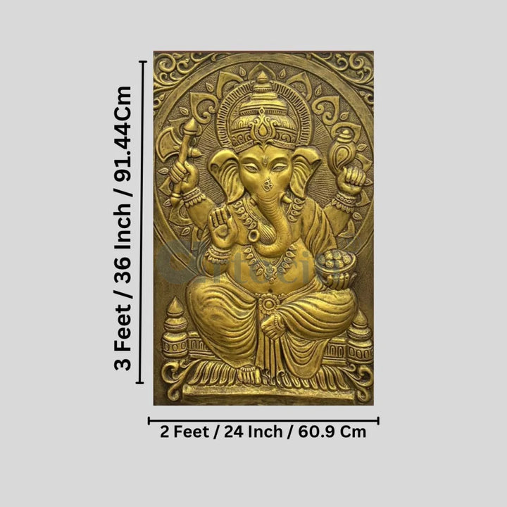 3x2 Feet Sitting Ganesha Relief Mural Wall Art Ganesha Wall Decor