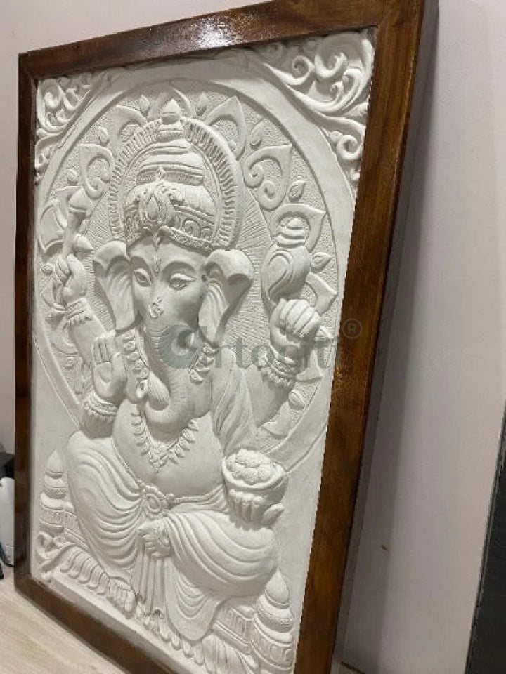 Lord Ganesha Relief Mural Wall Art | Auspicious Wall Art | Unique Wall Decor | Ready to hang.