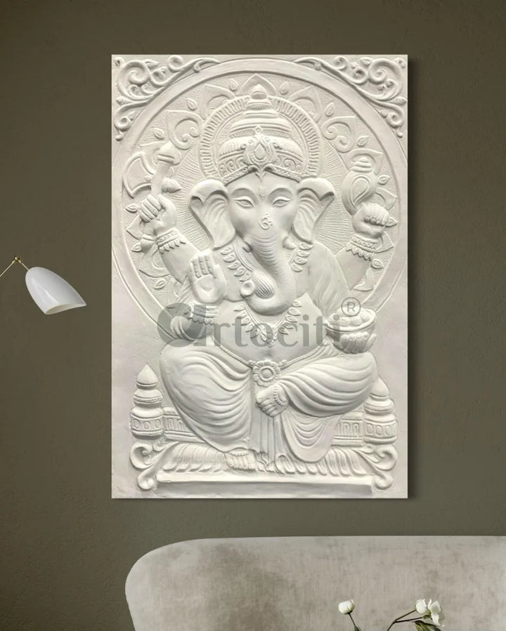 3x2 Feet Sitting Ganesha Relief Mural Wall Art Ganesha Wall Decor