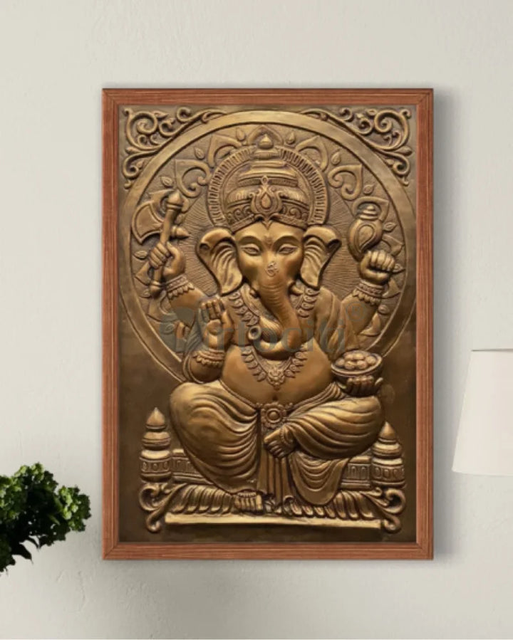 3x2 Feet Sitting Ganesha Relief Mural Wall Art Ganesha Wall Decor