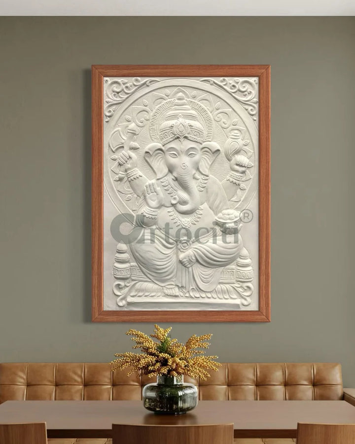 3x2 Feet Sitting Ganesha Relief Mural Wall Art Ganesha Wall Decor